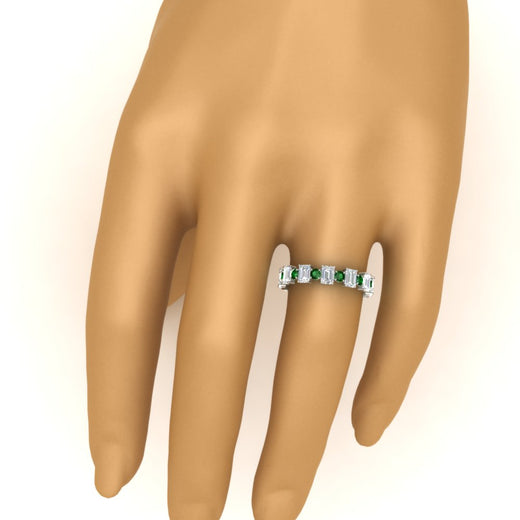 2 Carat Emerald And Round Cut Eternity Diamond Band