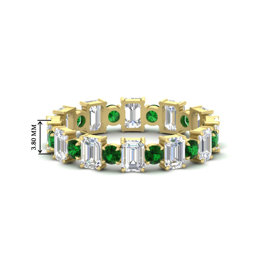 2 Carat Emerald And Round Cut Eternity Diamond Band