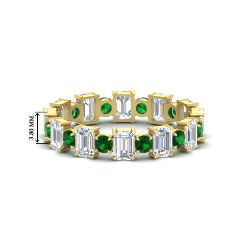 2 Carat Emerald And Round Cut Eternity Diamond Band