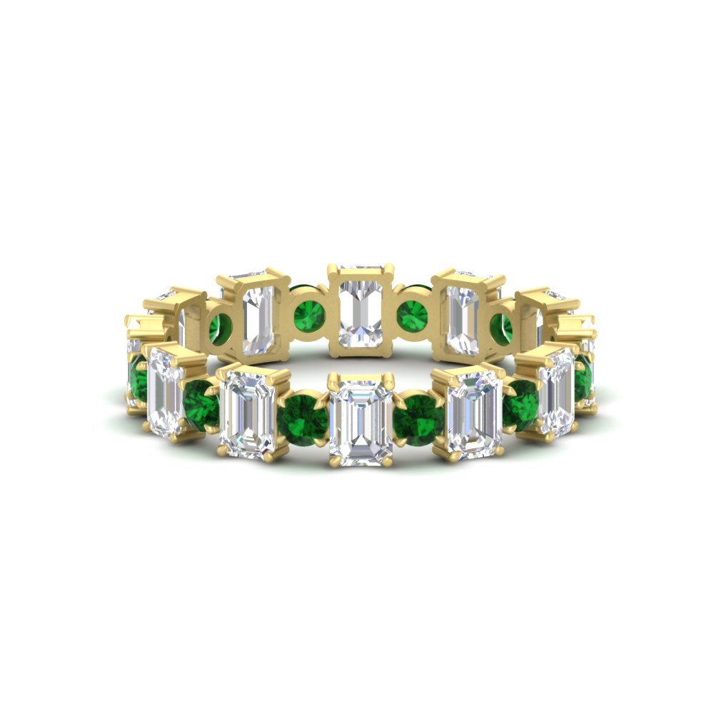 2 Carat Emerald And Round Cut Eternity Diamond Band