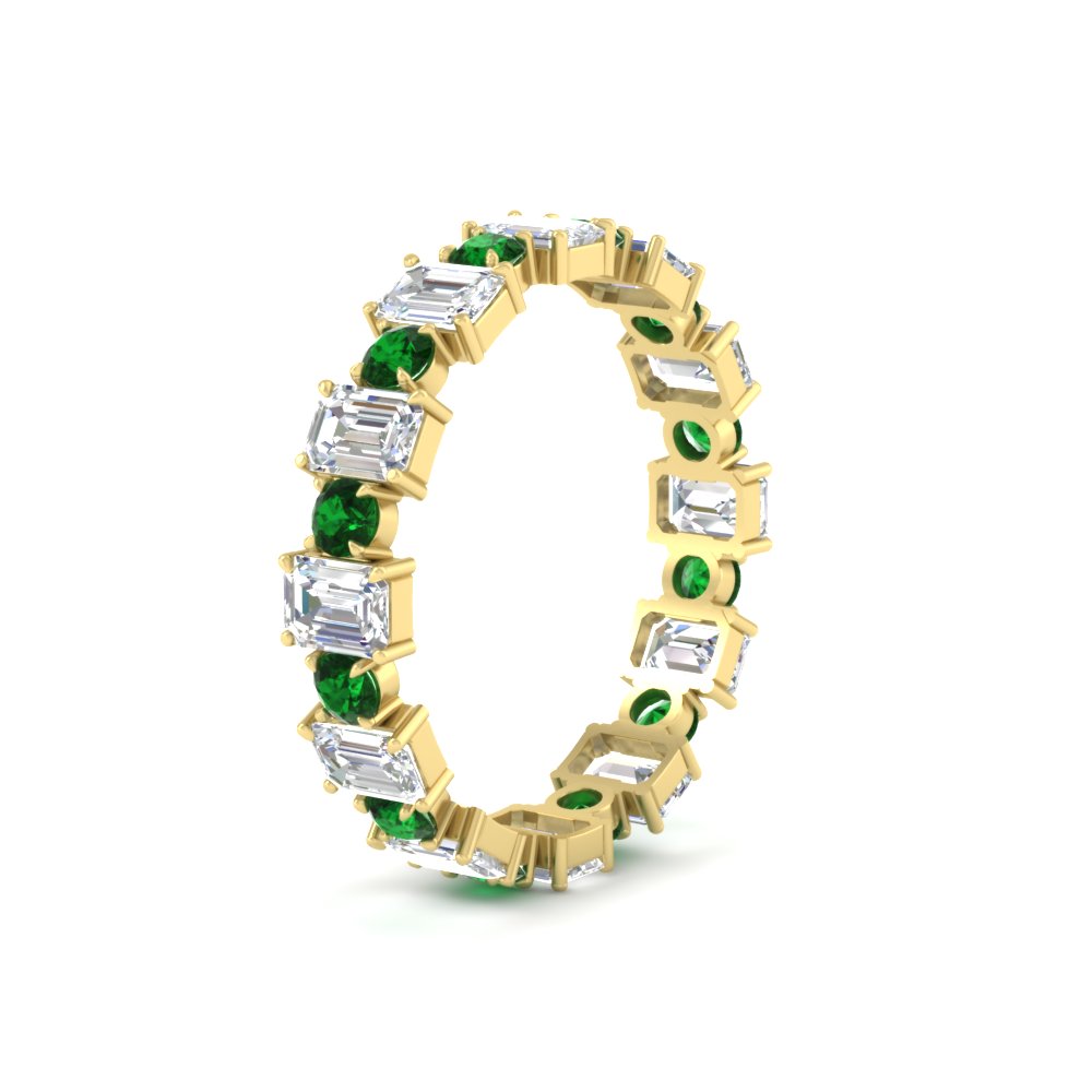 2 Carat Emerald And Round Cut Eternity Diamond Band