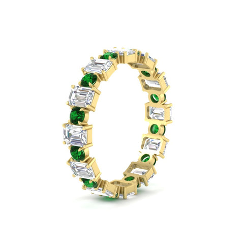 2 Carat Emerald And Round Cut Eternity Diamond Band