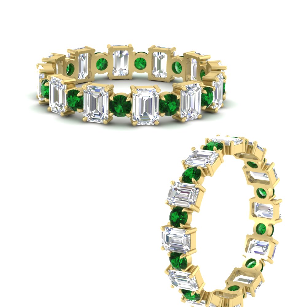 2 Carat Emerald And Round Cut Eternity Diamond Band