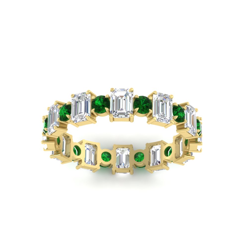 2 Carat Emerald And Round Cut Eternity Diamond Band