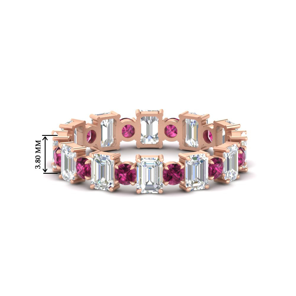 2 Carat Emerald And Round Cut Eternity Diamond Band