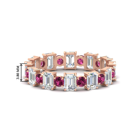 2 Carat Emerald And Round Cut Eternity Diamond Band
