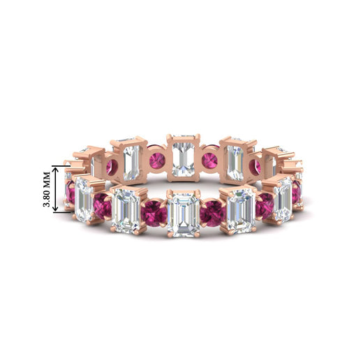 2 Carat Emerald And Round Cut Eternity Diamond Band