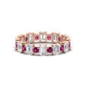 Thumbnail 22 - 2 Carat Emerald And Round Cut Eternity Diamond Band