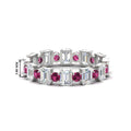 Thumbnail 59 - 2 Carat Emerald And Round Cut Eternity Diamond Band