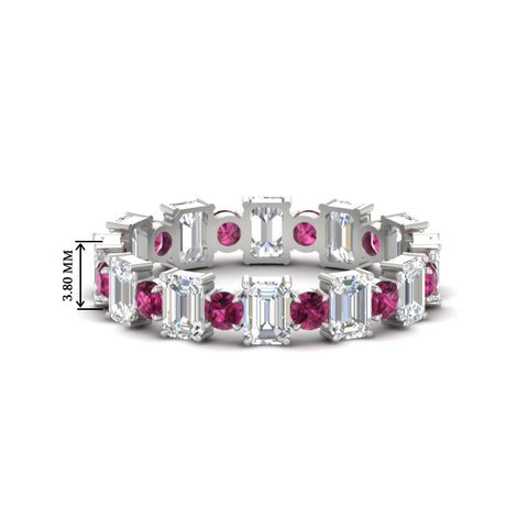 2 Carat Emerald And Round Cut Eternity Diamond Band