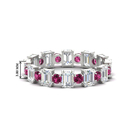 2 Carat Emerald And Round Cut Eternity Diamond Band