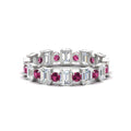 Thumbnail 58 - 2 Carat Emerald And Round Cut Eternity Diamond Band