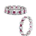 Thumbnail 61 - 2 Carat Emerald And Round Cut Eternity Diamond Band