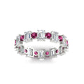 Thumbnail 62 - 2 Carat Emerald And Round Cut Eternity Diamond Band