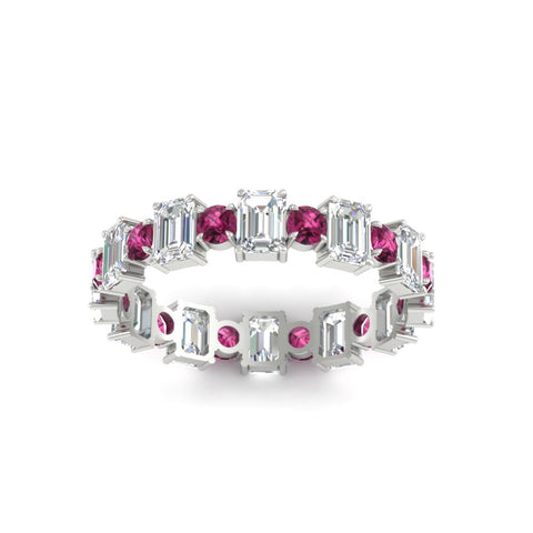 2 Carat Emerald And Round Cut Eternity Diamond Band