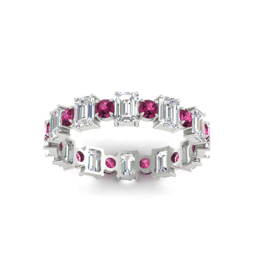 2 Carat Emerald And Round Cut Eternity Diamond Band