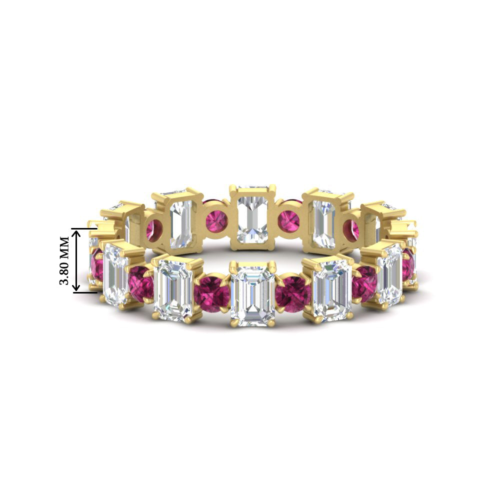 2 Carat Emerald And Round Cut Eternity Diamond Band