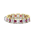 Thumbnail 89 - 2 Carat Emerald And Round Cut Eternity Diamond Band