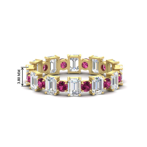 2 Carat Emerald And Round Cut Eternity Diamond Band