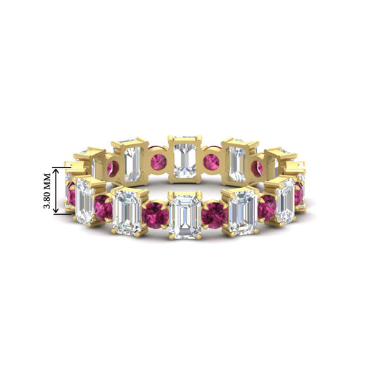 2 Carat Emerald And Round Cut Eternity Diamond Band