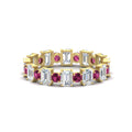 Thumbnail 88 - 2 Carat Emerald And Round Cut Eternity Diamond Band