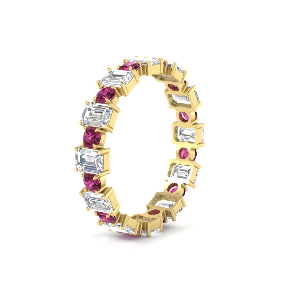 2 Carat Emerald And Round Cut Eternity Diamond Band