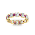 Thumbnail 92 - 2 Carat Emerald And Round Cut Eternity Diamond Band