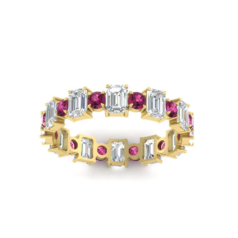 2 Carat Emerald And Round Cut Eternity Diamond Band