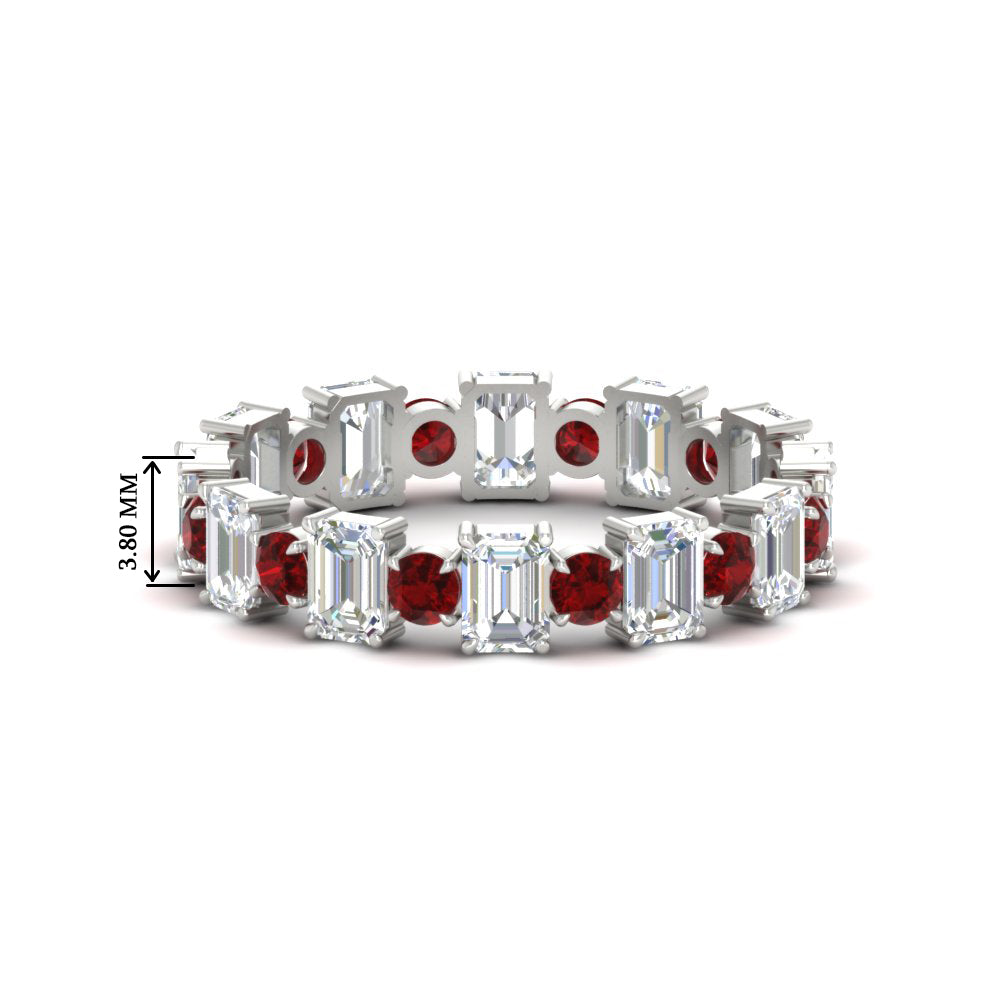 2 Carat Emerald And Round Cut Eternity Diamond Band