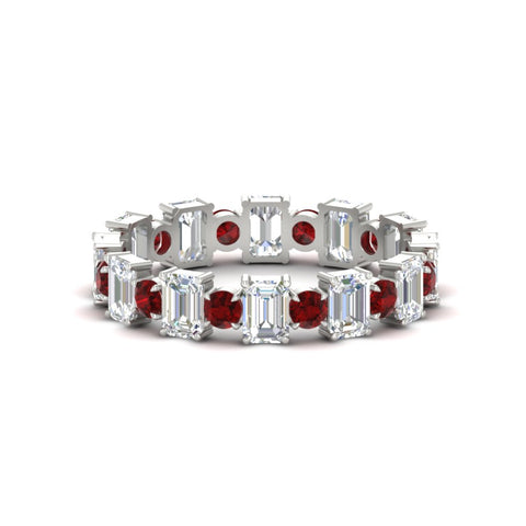 2 Carat Emerald And Round Cut Eternity Diamond Band