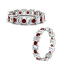 Thumbnail 73 - 2 Carat Emerald And Round Cut Eternity Diamond Band