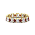 Thumbnail 100 - 2 Carat Emerald And Round Cut Eternity Diamond Band