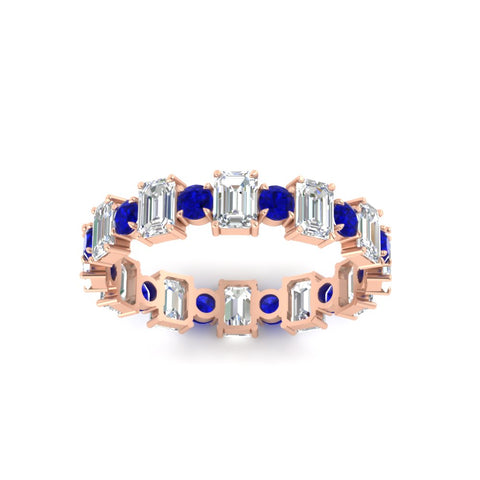 2 Carat Emerald And Round Cut Eternity Diamond Band