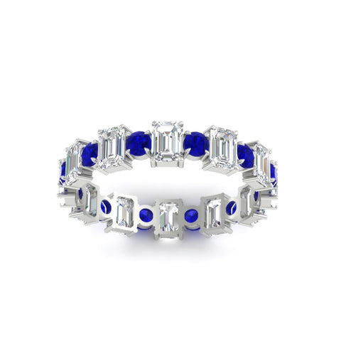 2 Carat Emerald And Round Cut Eternity Diamond Band