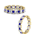 Thumbnail 85 - 2 Carat Emerald And Round Cut Eternity Diamond Band