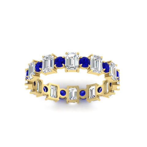 2 Carat Emerald And Round Cut Eternity Diamond Band