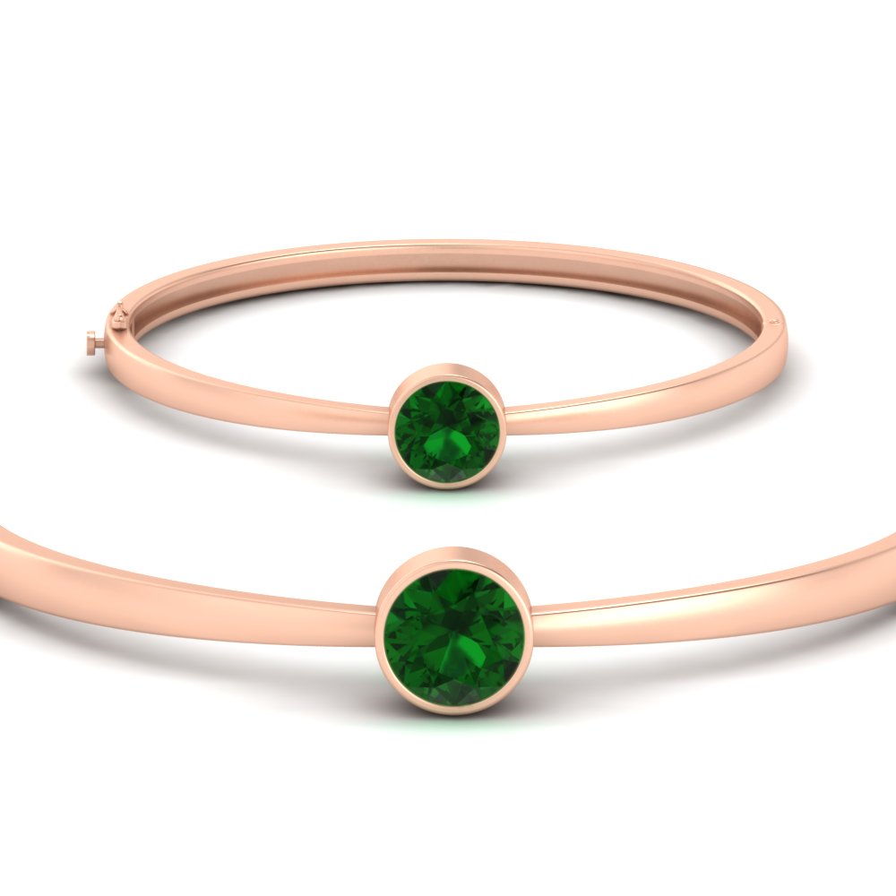 Round Solitaire Bangle Hinged Bracelet