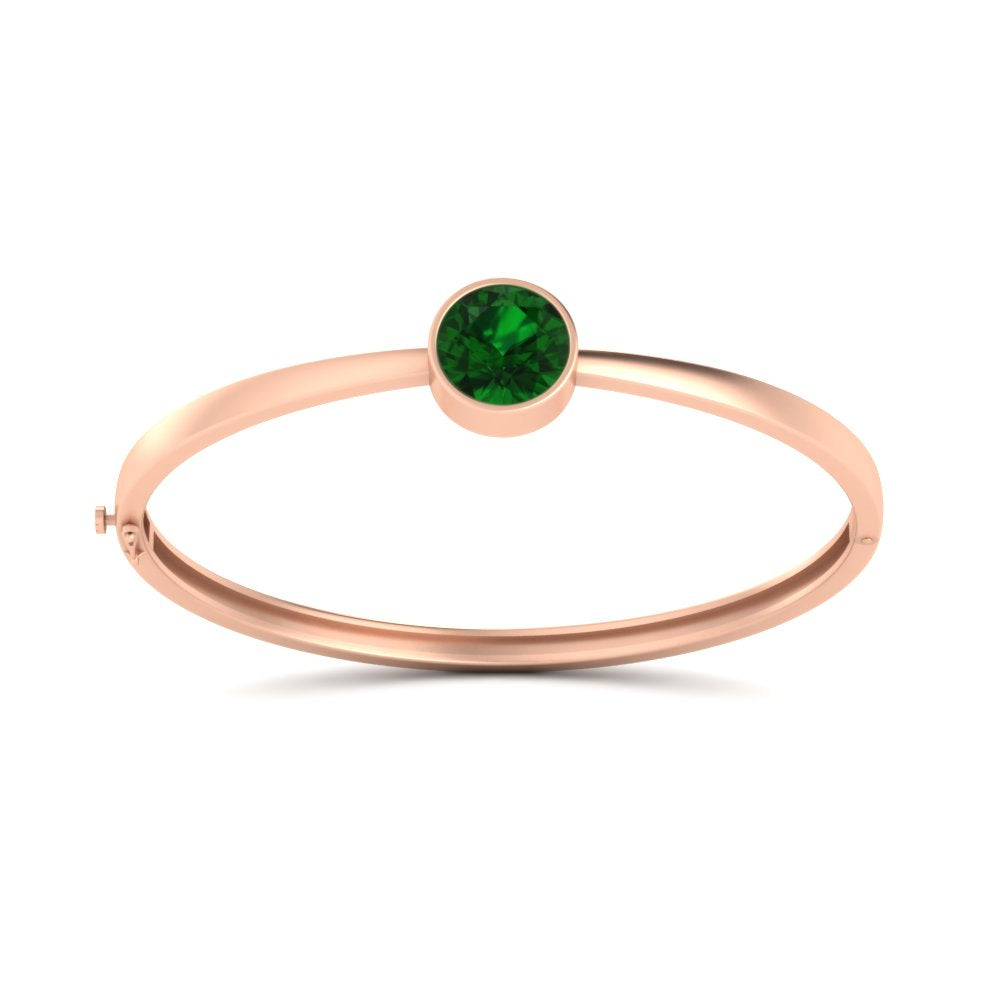 Round Solitaire Bangle Hinged Bracelet