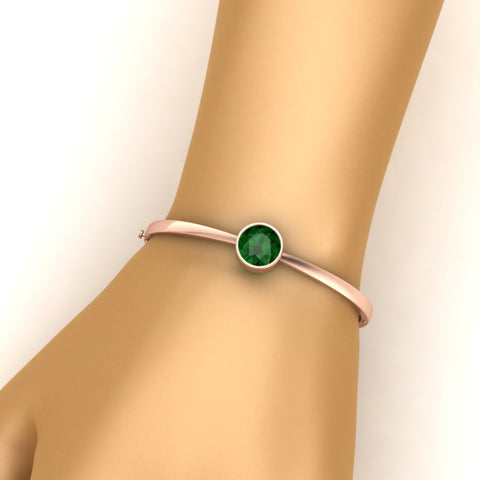 Round Solitaire Bangle Hinged Bracelet