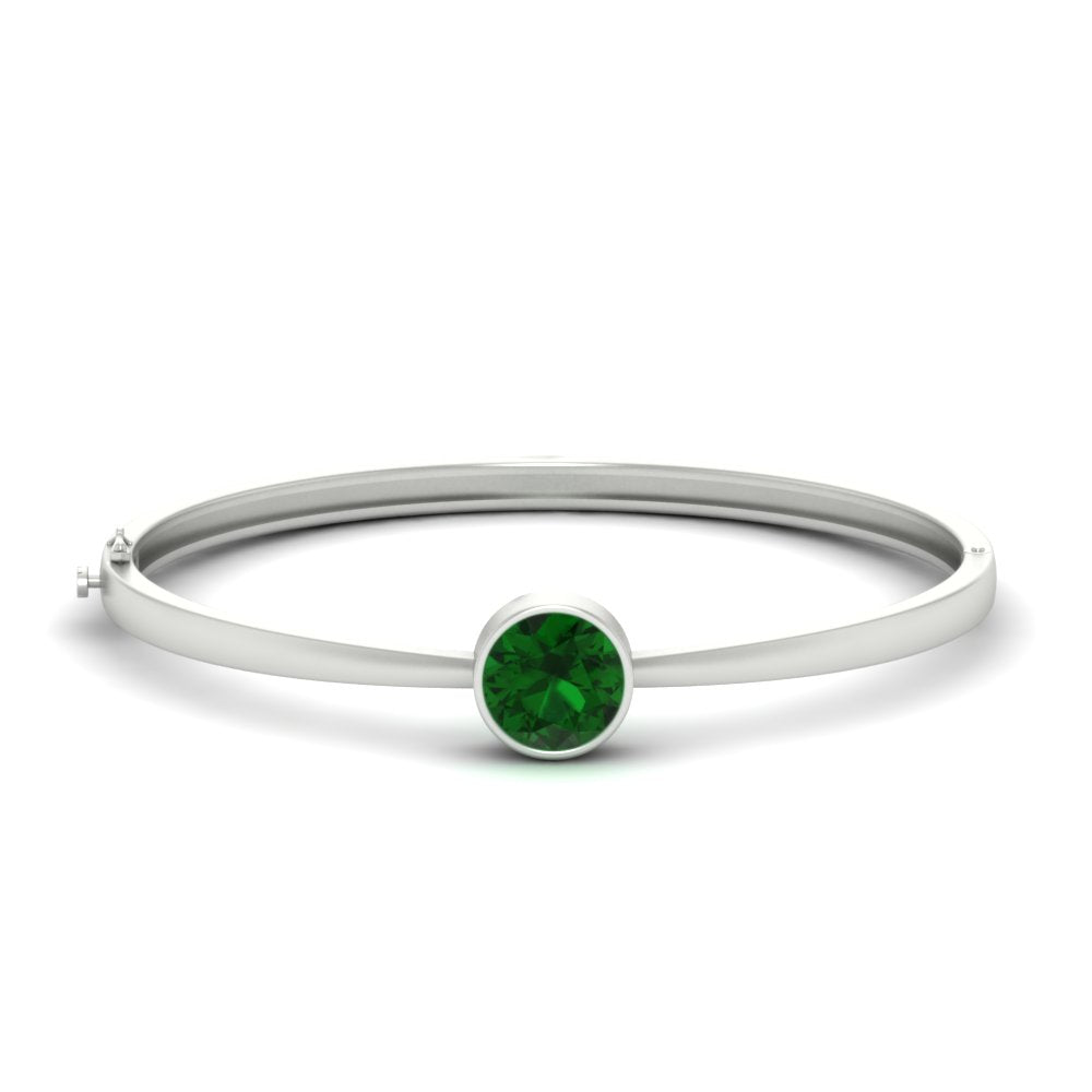 Round Solitaire Bangle Hinged Bracelet