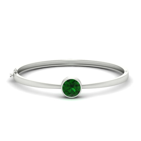 Round Solitaire Bangle Hinged Bracelet