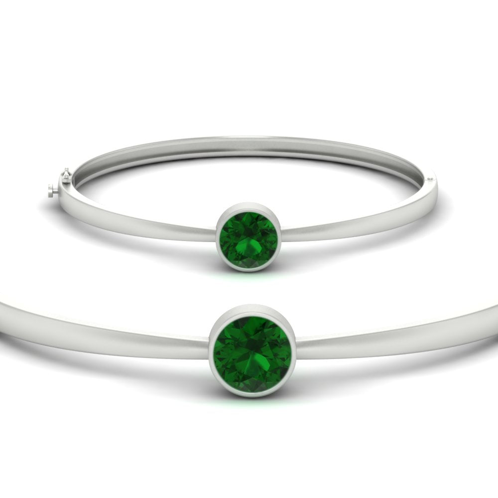 Round Solitaire Bangle Hinged Bracelet