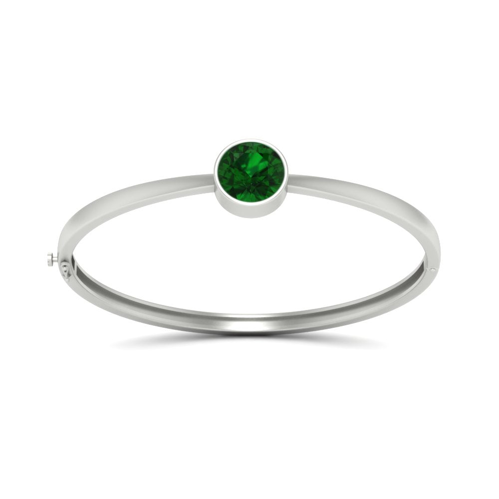 Round Solitaire Bangle Hinged Bracelet