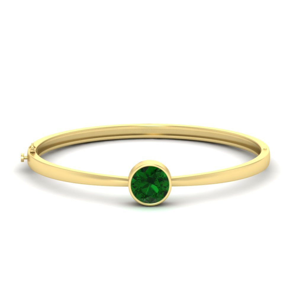 Round Solitaire Bangle Hinged Bracelet