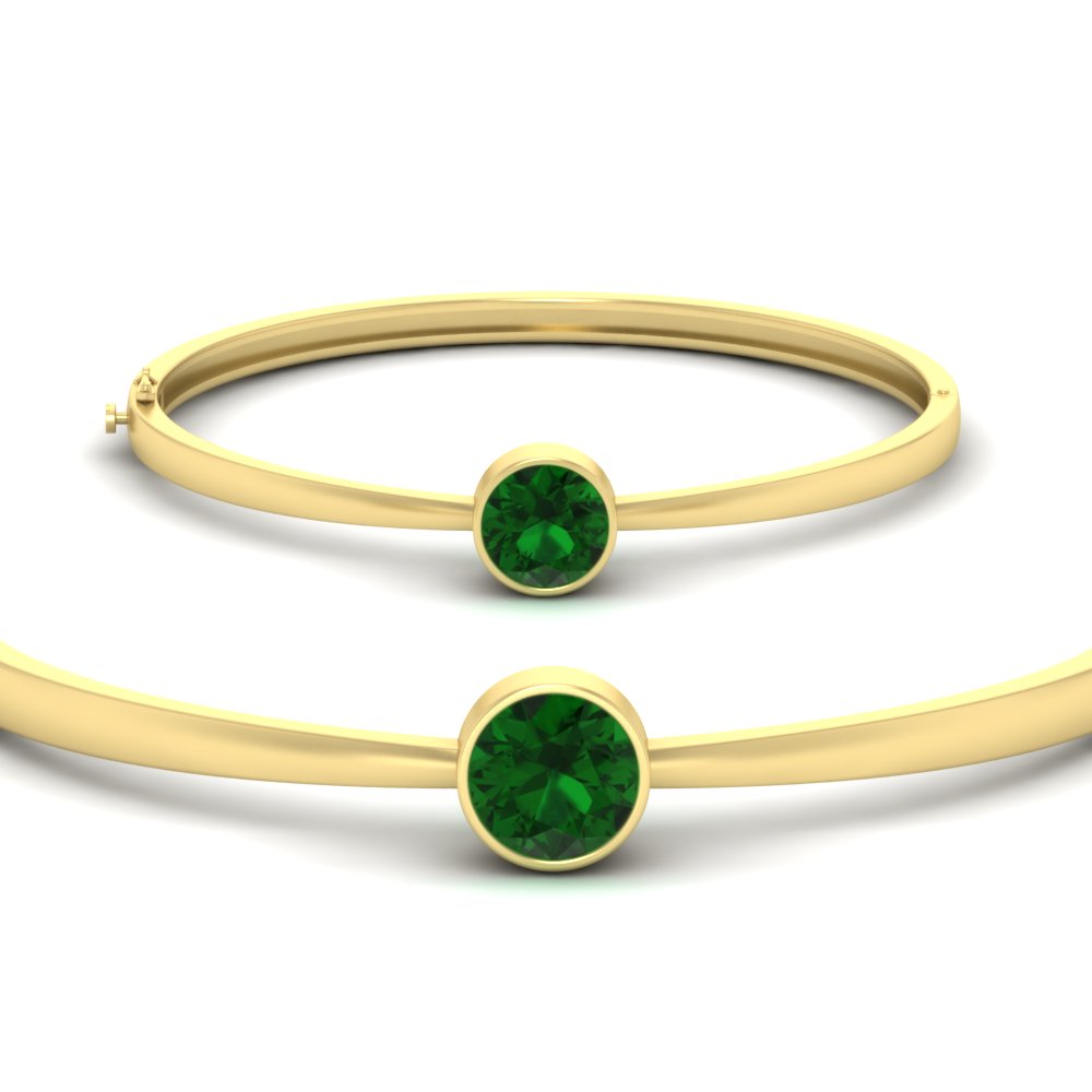 Round Solitaire Bangle Hinged Bracelet