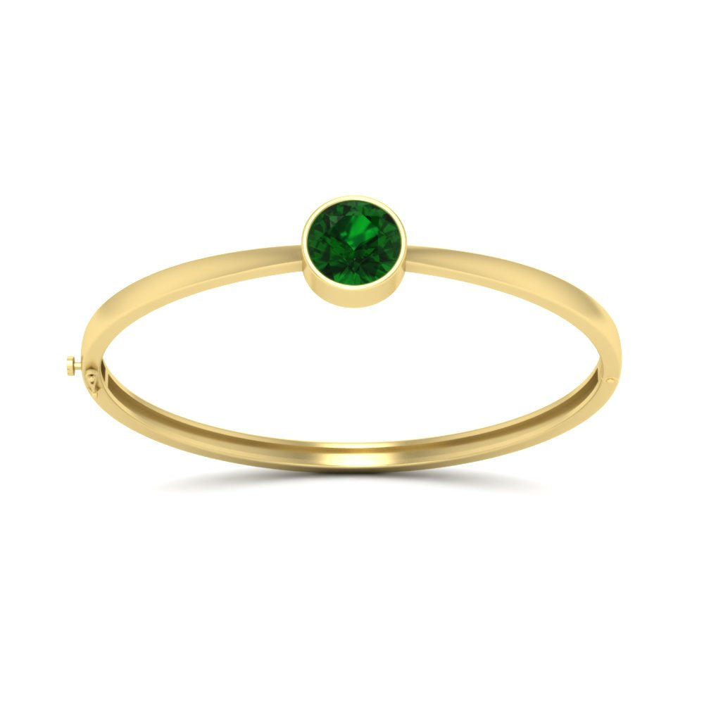 Round Solitaire Bangle Hinged Bracelet