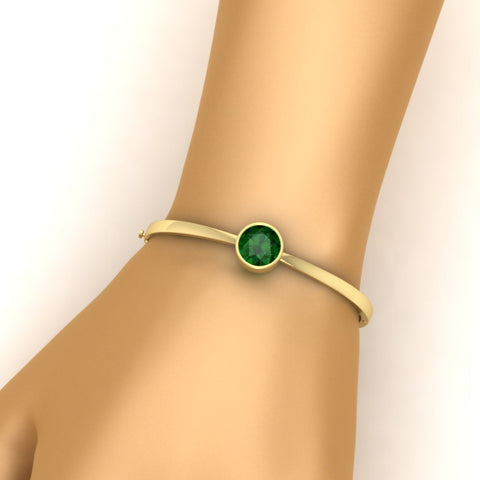 Round Solitaire Bangle Hinged Bracelet