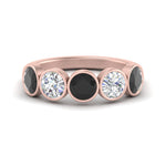 Load image into Gallery viewer, 2-carat-five-round-black-diamond-bezel-set-wedding-ring-in-FD10558B-0.40CTGBLACK-NL-RG

