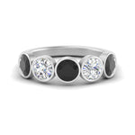 Load image into Gallery viewer, 2-carat-five-round-black-diamond-bezel-set-wedding-ring-in-FD10558B-0.40CTGBLACK-NL-WG
