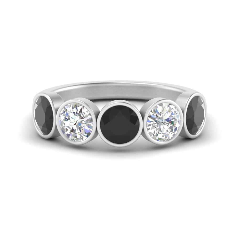 2-carat-five-round-black-diamond-bezel-set-wedding-ring-in-FD10558B-0.40CTGBLACK-NL-WG
